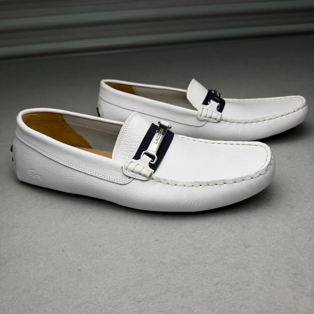 Lacoste Ansted 319 White Leather Driving Loafers Mens Size 13 NWT 7-38CMA0084042